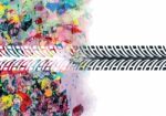 Colorful Tire Track On White Background Stock Photo