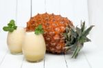 Fresh Pineapple Juice Isolated On A White Background Stock Photo