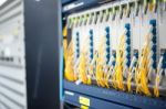 Fiber Optic With Servers In A Technology Data Center Stock Photo