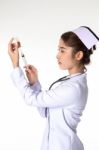 Nurse Preparing A Vaccination Stock Photo