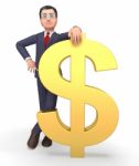 Money Character Indicates Business Person And Bank 3d Rendering Stock Photo