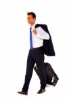 Businessman With Travel Bag Stock Photo