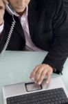 Close Up Of Fingers And Laptop Stock Photo