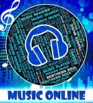 Music Online Indicates World Wide Web And Acoustic Stock Photo