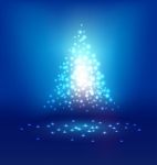 Abstract Magic  Light On Blue Background For Christmas Stock Photo