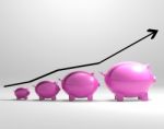 Growing Piggy Shows Increased Savings Stock Photo