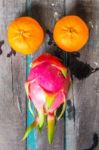 Fruit On A Wooden Board Stock Photo