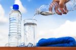 Glass Of Water And Bottle Stock Photo