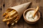 Fries French Sour Cream Still Life Close Up Stock Photo