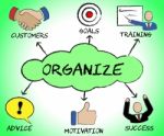 Organize Symbols Indicates Organization Management And Biz Stock Photo