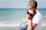 Romantic Couple At Beach Stock Photo