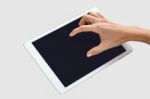 Woman Hand Using A Digital Tablet Stock Photo