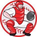 Baseball Catcher Catching Cartoon Stock Photo