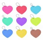 Set Tag Hearts Colorful Valentines Day On White Background Stock Photo