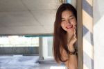 Portrait Of Thai Adult Beautiful Girl Relax And Smile Stock Photo