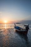 Longtail Boat Snset Stock Photo