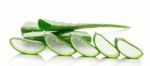 Aloe Vera Fresh Leaf. Isolated Over White Stock Photo