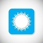 Sun Icon. Blue Square Frame.  Illustration Stock Photo