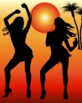 Silhouette Women Dancers Stock Photo