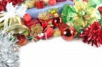 Golden Bells And Accessory Decorations Of Christmas Day Stock Photo