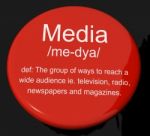 Media Definition Button Stock Photo