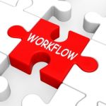 Workflow Puzzle Shows Process Flow Or Procedure Stock Photo