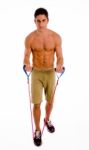 Full Body Of Exercising Man Stock Photo