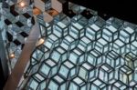 Interior View Of The Harpa Concert Hall In Reykjavik Stock Photo