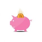 Cryptocurrency Bitcoin Piggy Bank Flat Design Icon  Illust Stock Photo