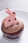 Easter Bunny Cupcake Stock Photo