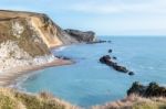 View Of The Jurassic Coastline In Dorset Stock Photo