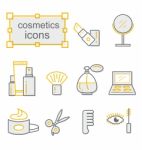 Thin Lines Icon Set, Cosmetics Stock Photo