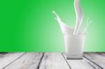 White Milk In Glass Stock Photo