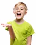 Boy Showing Something Stock Photo