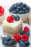 Fresh Raspberry And Blueberry Cake Stock Photo