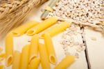 Italian Pasta Penne With Wheat Stock Photo