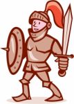 Knight Shield Sword Cartoon Stock Photo