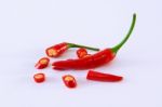 Red Chili Pepper On A White Background Stock Photo