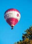 Hot Air Balloon Flying Over Bath Stock Photo