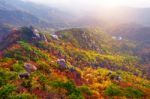 Bukhansan Mountains In Autumn,seoul In South Korea Stock Photo