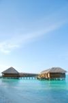 Water Villas In Maldives Stock Photo