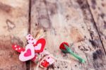 Hearts On The Old Wooden Stock Photo