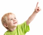 Boy Points His Finger Stock Photo