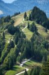 View Of The Countryside From Zwölferhorn Mountain Stock Photo