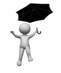 Umbrella Character Represents Render And Flying 3d Rendering Stock Photo