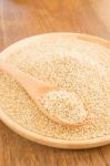 Quinoa Grain In Wooden Plate Stock Photo