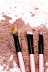 Brush On Pink Powder Set Stock Photo