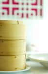 Bamboo Steamer Basket In Set Menu Stock Photo