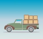 Old Pick Up Truck With Wood Cargo Box Stock Photo