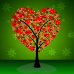 Tree Hearts Indicates Valentine's Day And Forest Stock Photo